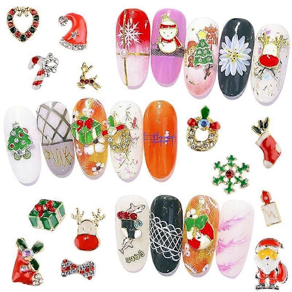 240 kpl Joulukynsistrassit 3D Akryylikynsikoristeet Glitter-koristeet Kynsitarvikkeet Manikyyriin CR05