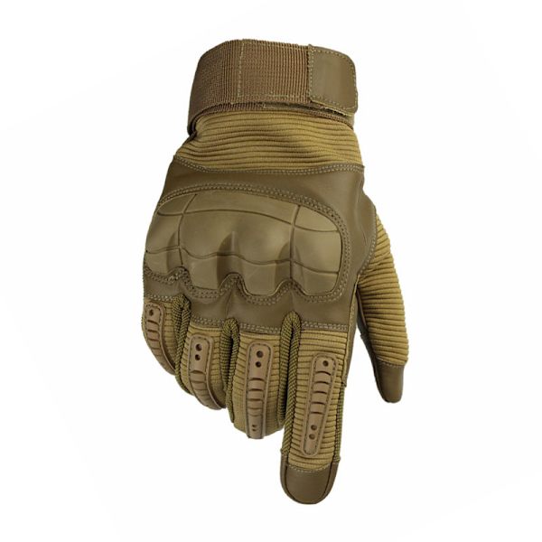 Motorcykelhandskar Hårda Knogar Andningsbara Bra Grepp Anti Slip Full Finger Powersports Handskar för Lumbering Tung Industri Brun L