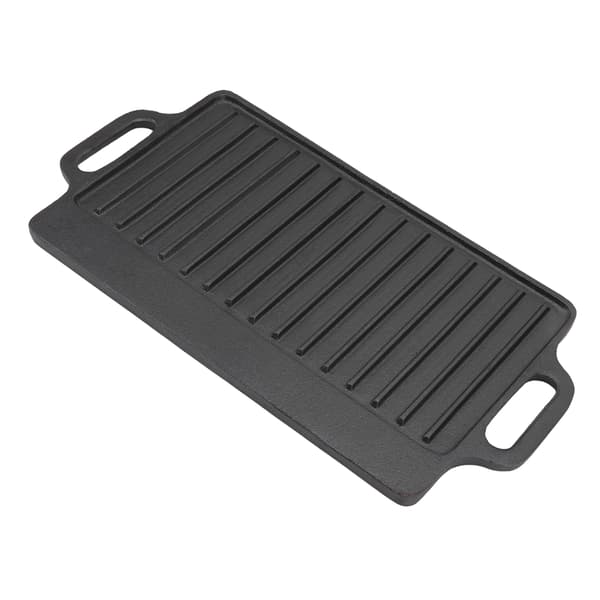 Grillplade Støbejern Teppanyaki Plade Fortykket Rektangulær Dobbeltsidet Grill 40x20CM