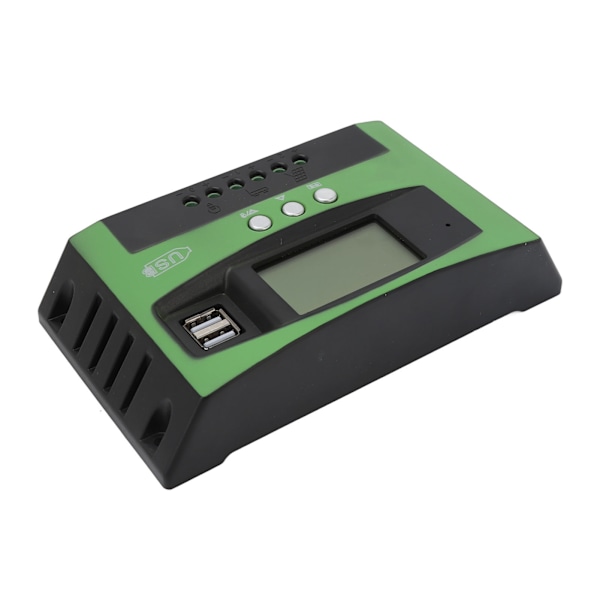 MPPT solpanelregulator med dubbla USB-portar LCD-display Billaddare solcellsregulator 12V 24V 30A