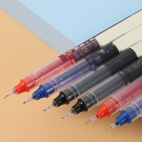 2 stk. Rollerball Pen 0,5 mm Fin Spids Hurtigtørrende Rullende Kugle Flydende Blækpen til Studerende Blå