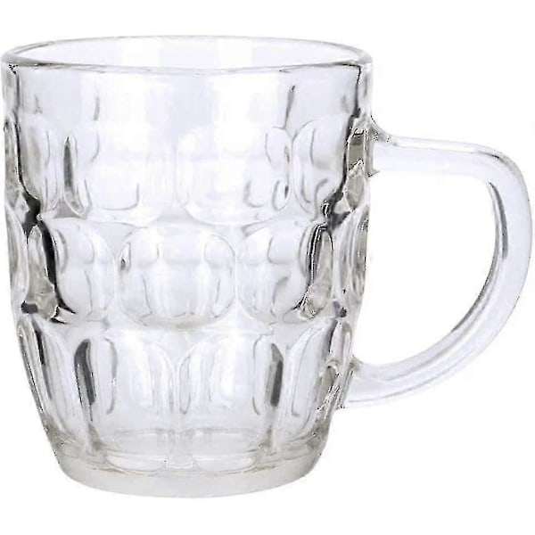 Glass Dimpled Stein Ølkrus med Stort Håndtak - 53 cl, Tåler Oppvaskmaskin, For Alle Drikker