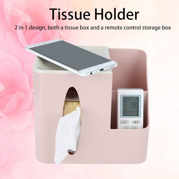Multi Grid Hjem Stue Fjernbetjening Opbevaringsboks Servietholder Organizer(Pink )