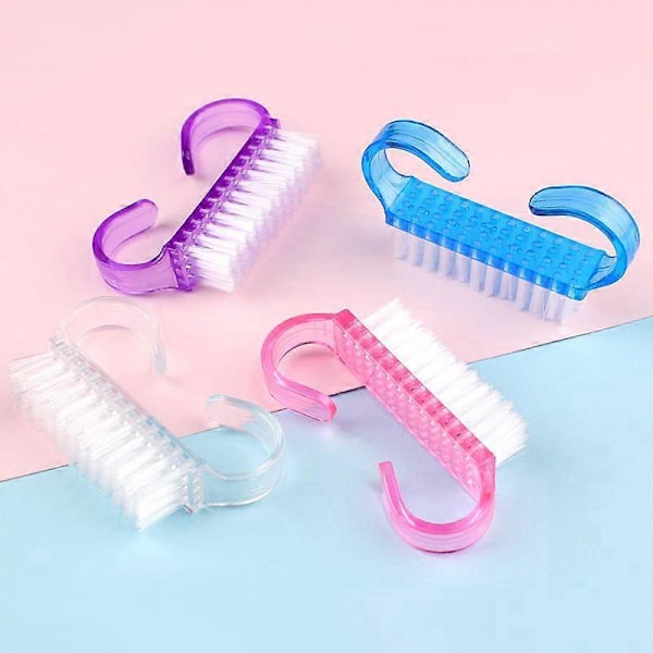 50 stk. Neglebørstesæt i plastik, bløde rengøringsbørster til neglekunst og manicure, fjerner støv og snavs til UV Gel neglekunst lilla