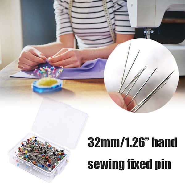 Färgglada sömnadsnålar av glaskulhuvud - 100 stycken, 3,2 cm - Perfekt för gör-det-själv-dekoration och hantverk