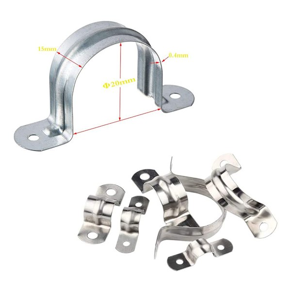 20 stk. rørklemme 304 rustfrit stål rørklemmer U-formet rørklemmer sadelklemme to hullers rørklemme spændeklemmer slangeklemme