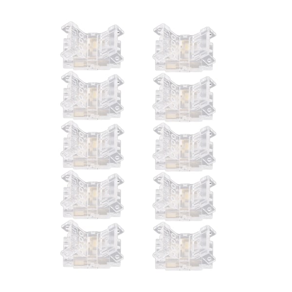 10 stk. COB LED-strip til ledningsforbindelse 10mm 3-benet transparent loddefri LED-strip-forbindelser til hjem, skole og kontor