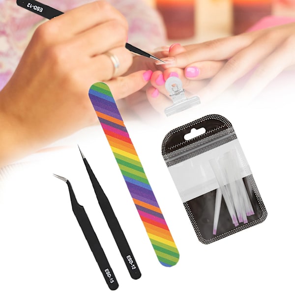 5 st Nagelförlängning Glasfiber Formning Clip Nagelfil Pincett Manikyr Verktyg Set