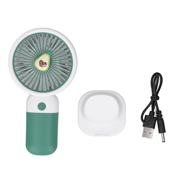 Handheld Fan Small Fruit Cartoon Pocket Handheld Fan Portable USB Rechargeable Outside for Commuting Traveling Avocado Green