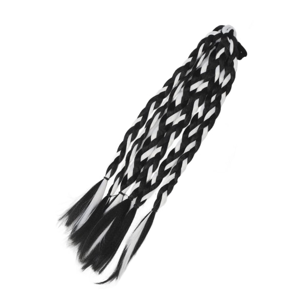 Punottu poninhäntäpidennys pitkä pehmeä nyrkkeily punottu poninhäntäpidennys naisille lapsille päivittäiset vaatteet mustavalkoinen