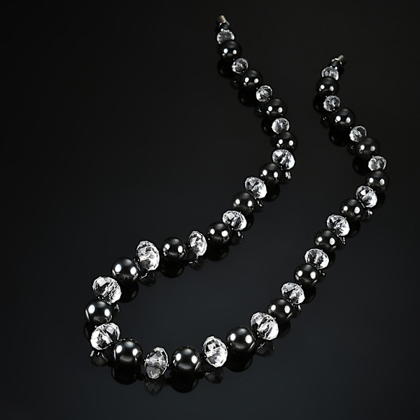 1 stk Kvinder Mænd Magnetisk Terapi Hæmatit Rhinestone Beads Halskæde Smykker Gave