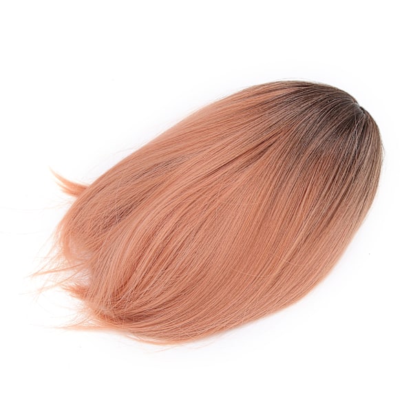 Kort peruk syntetiskt hår naturligt rosa cosplay dam peruker värmebeständig fiber med luftlugg