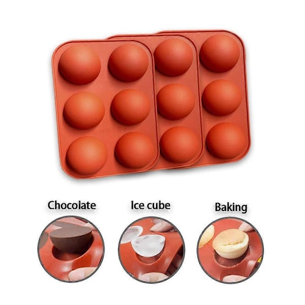 6 Hulrum Halvcirkelformet Silikoneform til Chokoladeproduktion