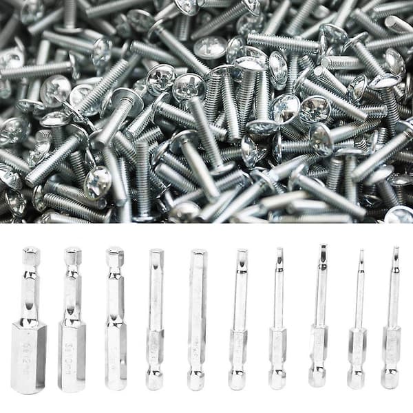 10 stk sekskantede skrutrekkerbits magnetiske bits 1,5-12 mm 60 mm lengde
