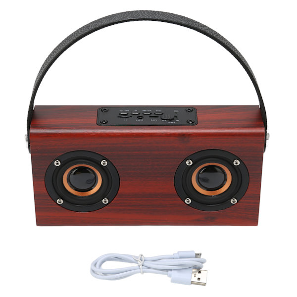 Trådlös Bluetooth-högtalare i trä, stereo, bärbar, handsfree-samtal, vintage-högtalare för utomhusbruk, mahognystruktur