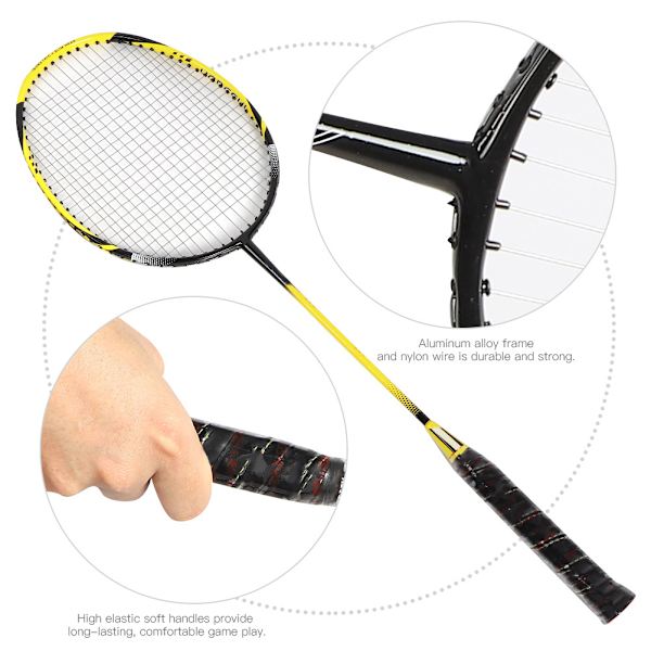 1 par badmintonracketar i aluminiumlegering med hög hållfasthet och bärväska