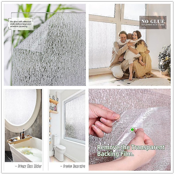 Uigennemsigtig Frosted Vindue Privatlivsfilm - Aftagelig Non-Adhesive Sticker 90x300cm Grøn