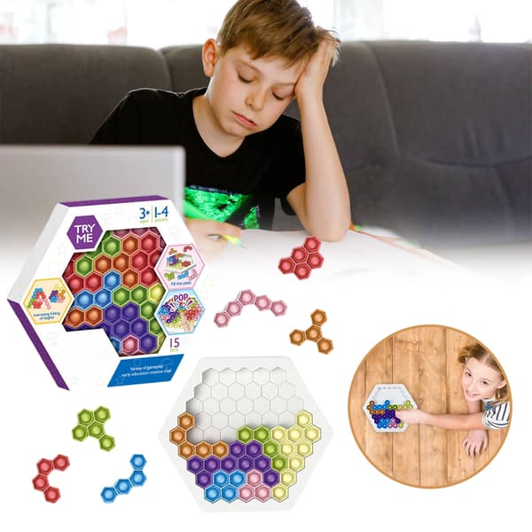 Hexagon Push Bubble Sensorisk Legetøj Autisme Særlige Behov Stressaflastende Silikone Dekompression Legetøj Vaskbart Byggeklods Puslespil til Børn