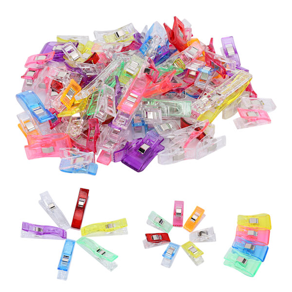 100 st Quilting Clips Hemming Plast Yxa Form Färgglada Symaskiner Tyg Tillbehör