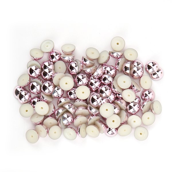 100 stk Halvsirkel Perleperler Nagler Kit for Klær Vesker DIY Dekorasjon Tilbehør (Lilla)