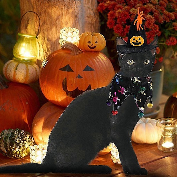Julkläder för katter, Halloween-festdekoration för husdjur, Kappa Hatt Hundhalsband Ledare Söta Hund Katt Utklädningsaccessoarer