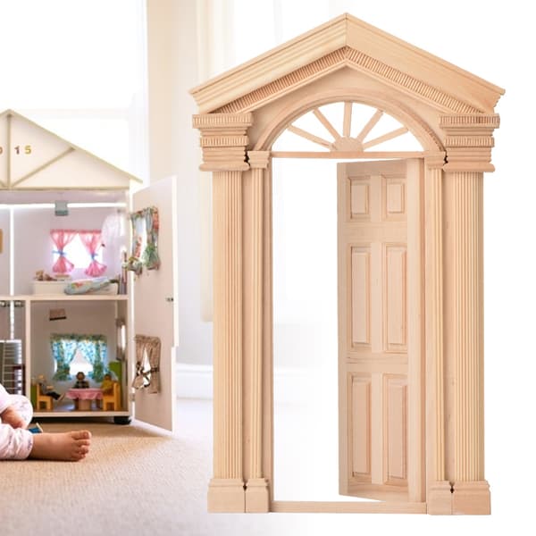 1:12 Dukkehus Mini Træ Steepletop Dør til Dukker DIY Dukkehus Møbler Tilbehør