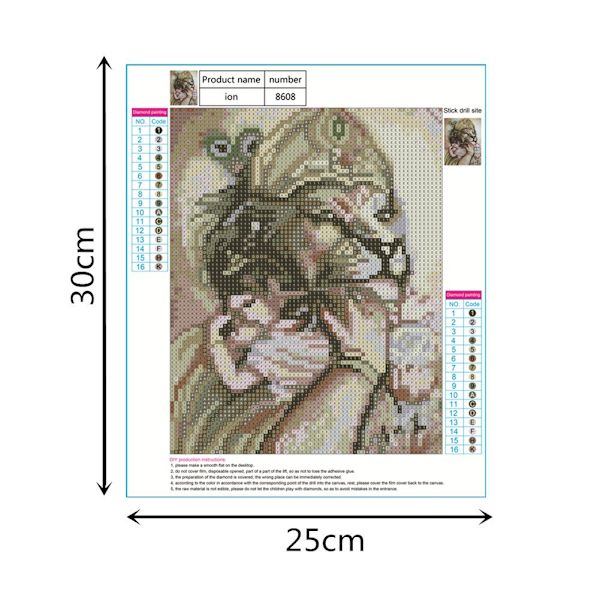 DIY Animals Series Rhinestone Maleri Stue Soveværelse Dekoration Kunst Håndværk 8608 Løve