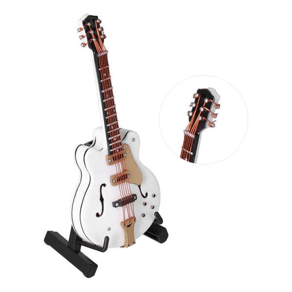 Gitarrmodell Mini Utsökt Vit Musikinstrument Hantverksprydnad för Hemmakontorsdekoration