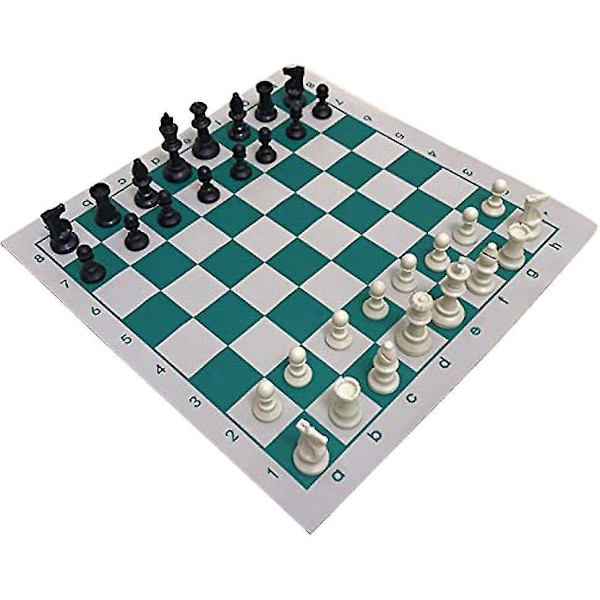 Turnaus Shakkimatto 34cm PU-Nahka Rullattava Liukumaton Kevyt Shakkilauta Sopii Lapsille ja Aikuisten