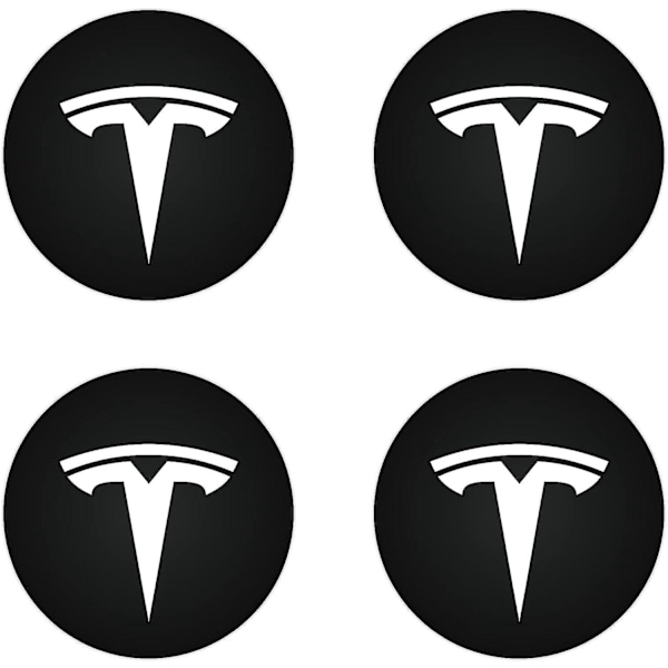 Tesla Model Y Model 3 Navkapsenterdeksel (4 stk) - Hvit/Matt Svart