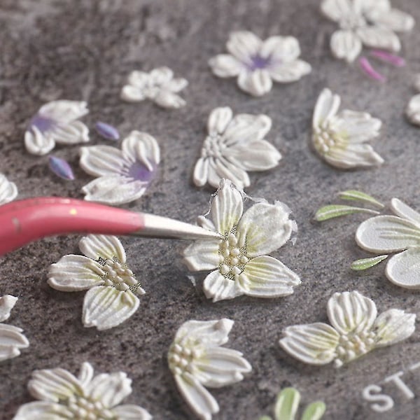 Nagelsticker 5d Utsökt Präglad Nageldekoration Självhäftande Nageldekoration Blomma Snideri Design Akryl Nagel