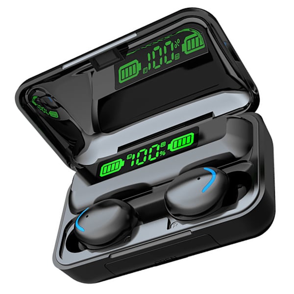 Bluetooth-hörlurar Multifunktion HiFi Stereo Touch Control Trådlösa hörlurar med LED Digital Display Svart