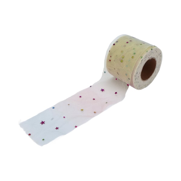 Paljetti Tulle Kangas 6cm 25Yards Romanttinen Tuntuma Käsityötuotanto Monikäyttöinen DIY Koriste Vaaleanpunainen Pentagrammi