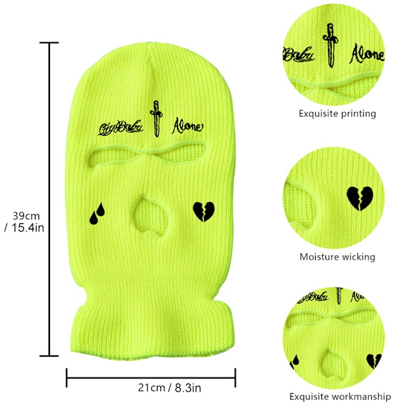 3-håls Balaclava Stickad Ansiktsmask Höst Vinter Andningsbar Varm Skidmask för Män Kvinnor Utomhus Cykling Skidåkning Löpning