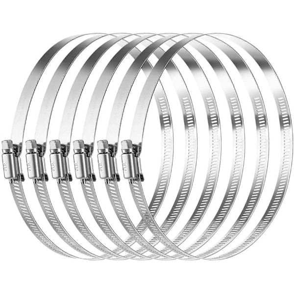 Tum Slangklämmor 304 Rostfritt Stål Kanal Klämmor Rörklämmor Justerbara 141mm-165mm Slangklämma (6-pack)