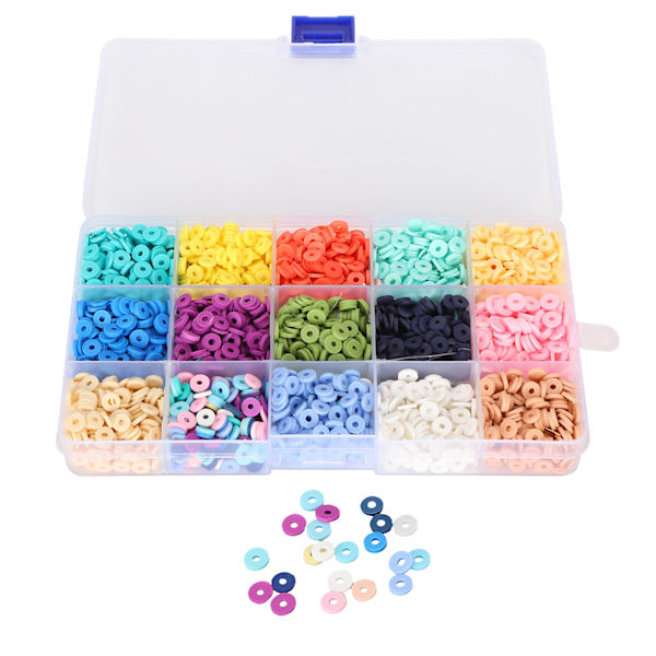 Clay Round Beads Flat 15 Colors for Bracelet Necklace Accessories Making DIY Craft