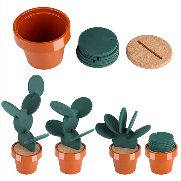 Nyhed Potted Cactus Cup Mat Pad Varmeisolering Coasters Bord Skrivebordsdekoration