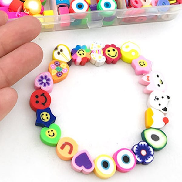 990 st ljushåls pärlor i ljusa färger Olika stilar DIY lera pärla kit för smycken armband halsband gör 15 rutnät 990 st