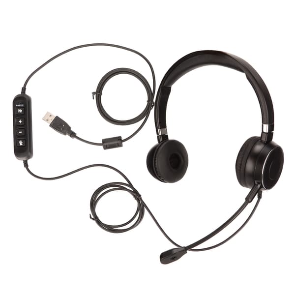 Telefonheadset Multifunktionel Lydstyrkejustering Mikrofon Mute USB PC Headset til Callcenter Virksomhed