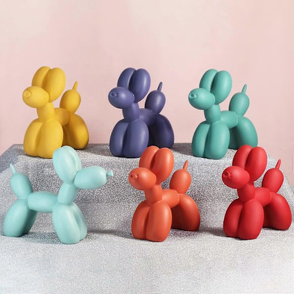Resin Ballon Hund Skulptur - Moderne Kontorindretning til Hjemmet, Soveværelset, Stuen og Kontoret - 8\" (Gul)