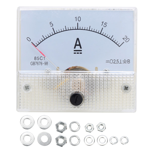 85C1 DC 0-20A Pointer Ammeter Head Elektrisk Krets Strømmålingsenhet Verktøy