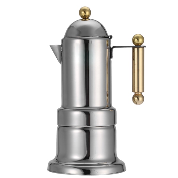 Rustfrit stål Moka Pot Komfur Espresso Kaffemaskine med Sikkerhedsventil 200 Ml