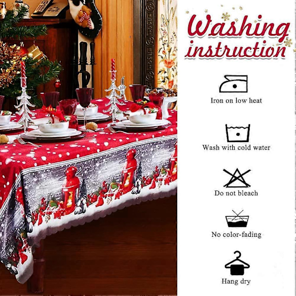 Julduk, 180 x 150 cm Rektangulära Juldukar Röd Julbordsduk Matbordsduk, Stor Tvättbar Julmiddagsduk