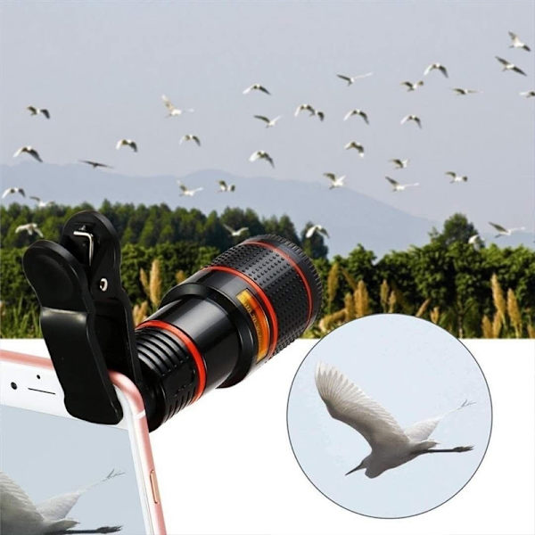 Universal HD 12x optisk zoom kameratelefonlinse med klips for iPhone