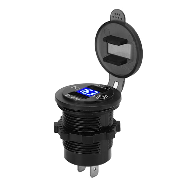 Billader for bil med dobbel USB-port, hurtiglading, spenningsvisning, universell for 12-24V lastebiler motorsykler