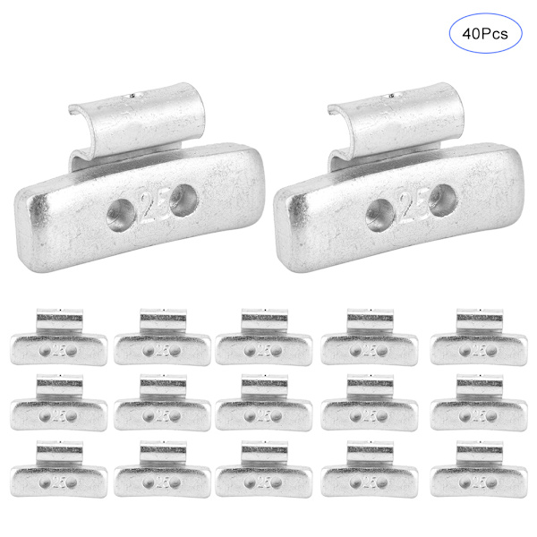 40 st 25 g 0,88 oz P-stil stålfälg vikt aluminiumlegering klämma på motvikt