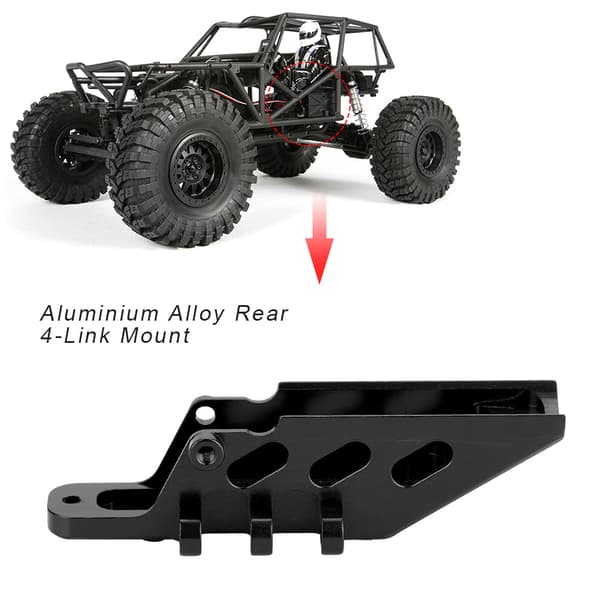 Aluminiumslegering Bageste 4-Link Montering til AXIAL AX90056 Jeep Wrangler RC Crawler Del (Sort)