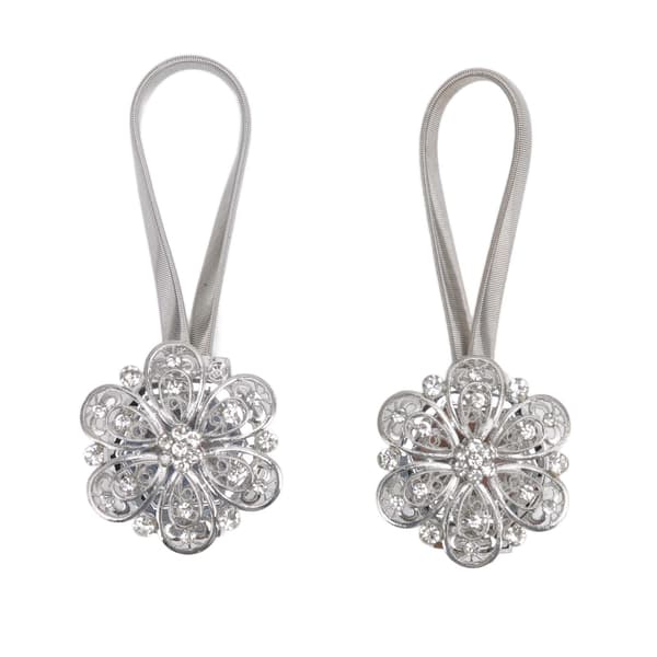 2 st kristallgardin magnetisk uppbindning rostfritt stål elegant blomgardinklämmor spänne för vardagsrum sovrum