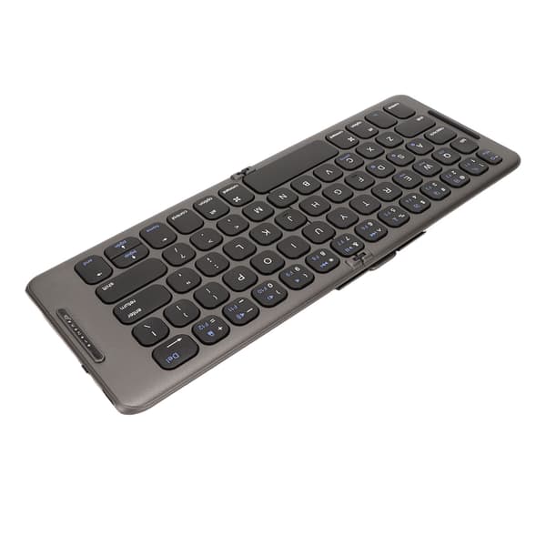 Sammenfoldeligt trådløst tastatur 65 taster sort bærbart mini ultratyndt foldbart tastatur til bærbare computere tablets smartphones