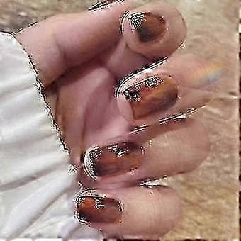 2025 Square Acrylic Full Cover False Nails Short Amber Press On Nails for Women 24pcs